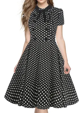 Black & White Polka Dot Button Dress