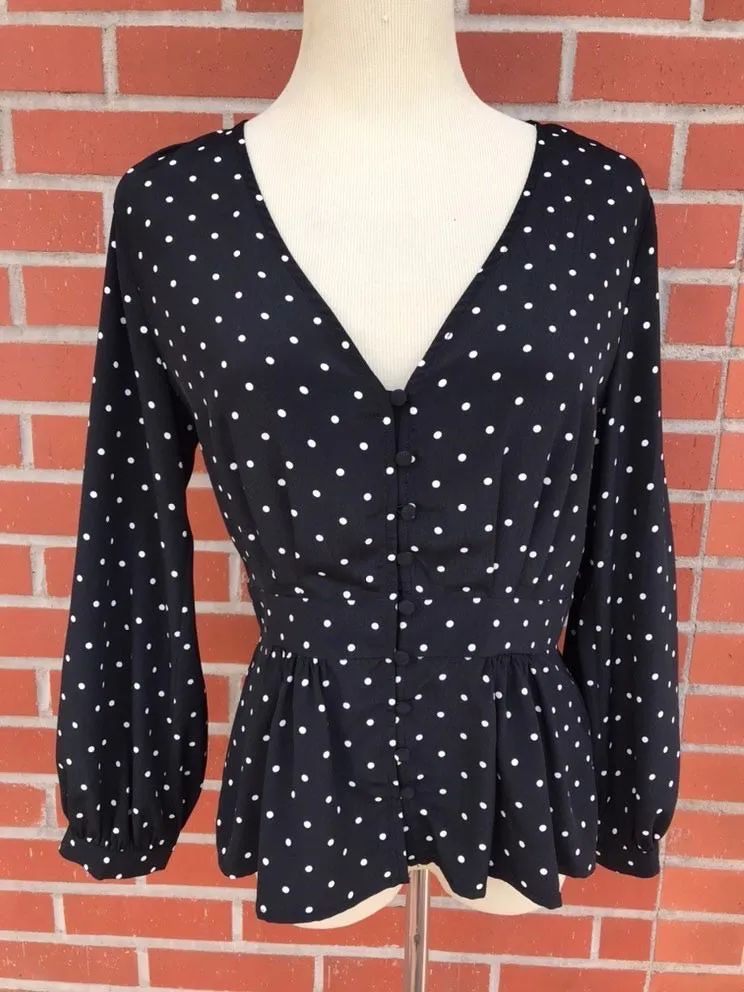 Black and White Polka Dot Blouse