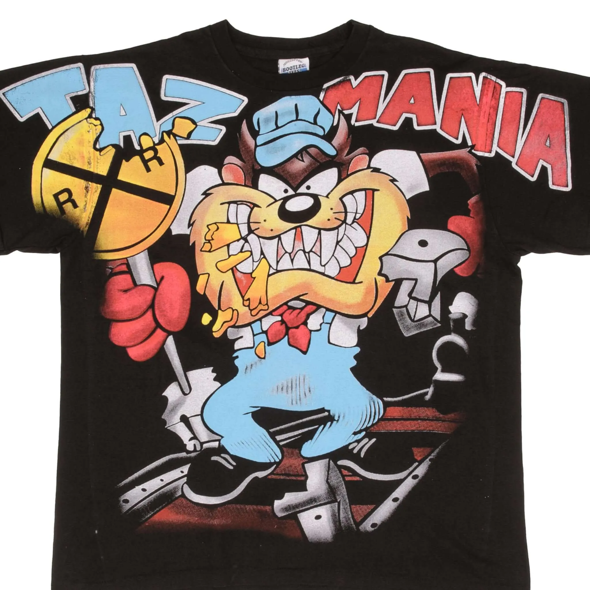 BOOTLEG ALL OVER PRINT TAZ MANIA WILD THING TEE SHIRT SIZE XL SINGLE STITCH