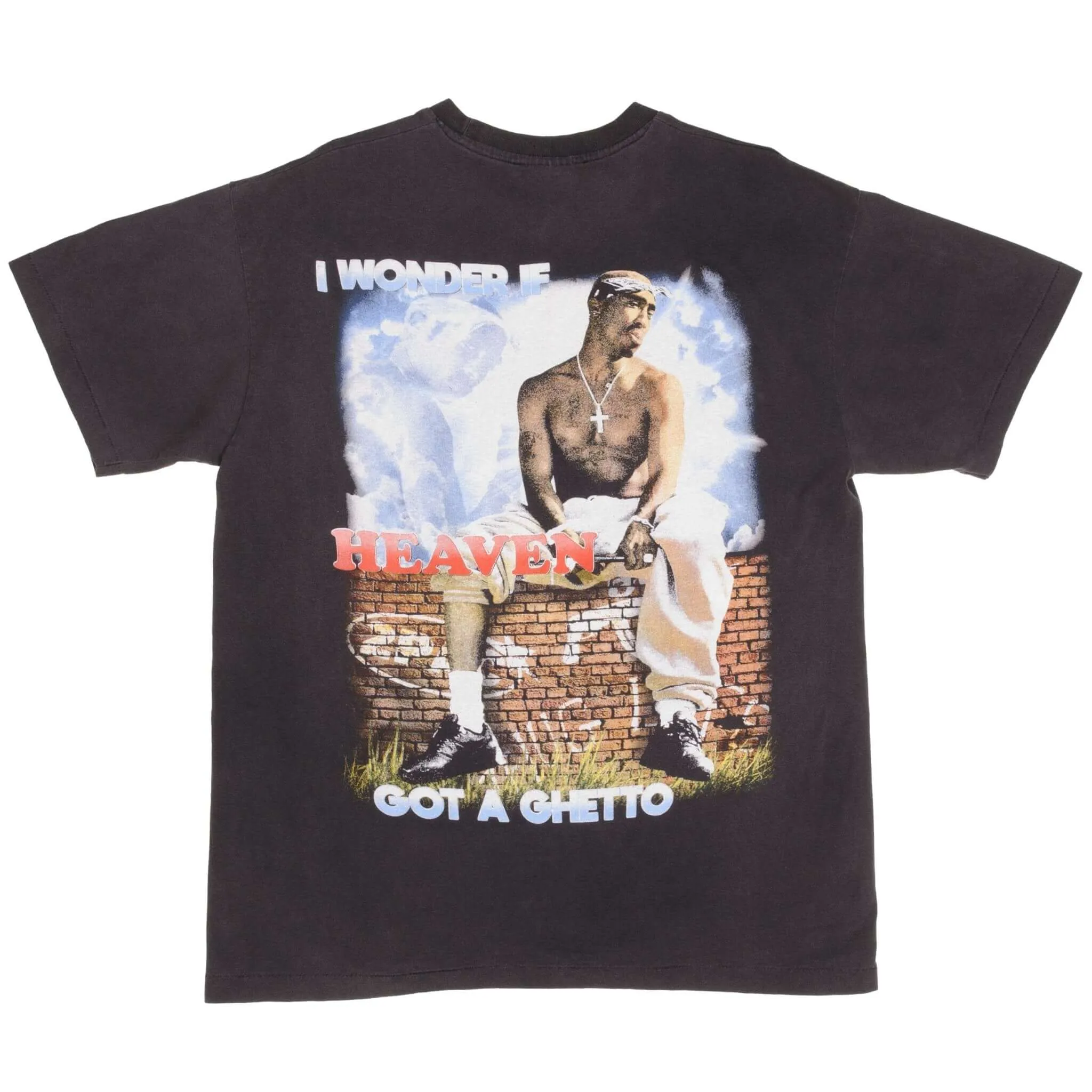 BOOTLEG RAP TEE SHIRT 2PAC TUPAC I WONDER IF HEAVEN GOT A GHETTO SIZE XL