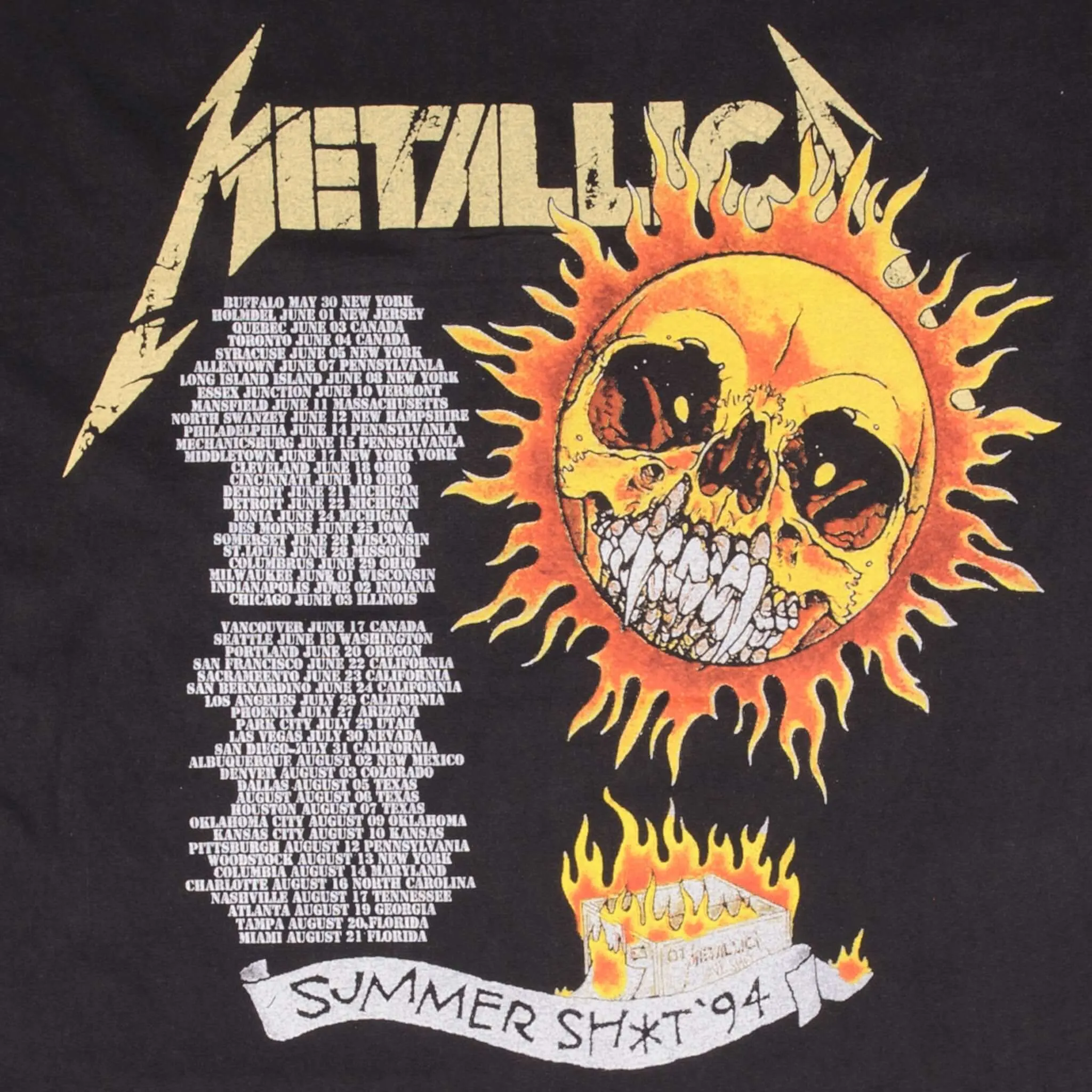 BOOTLEG TEE SHIRT METALLICA SUMMER SH*T 1994 SIZE LARGE MADE IN USA