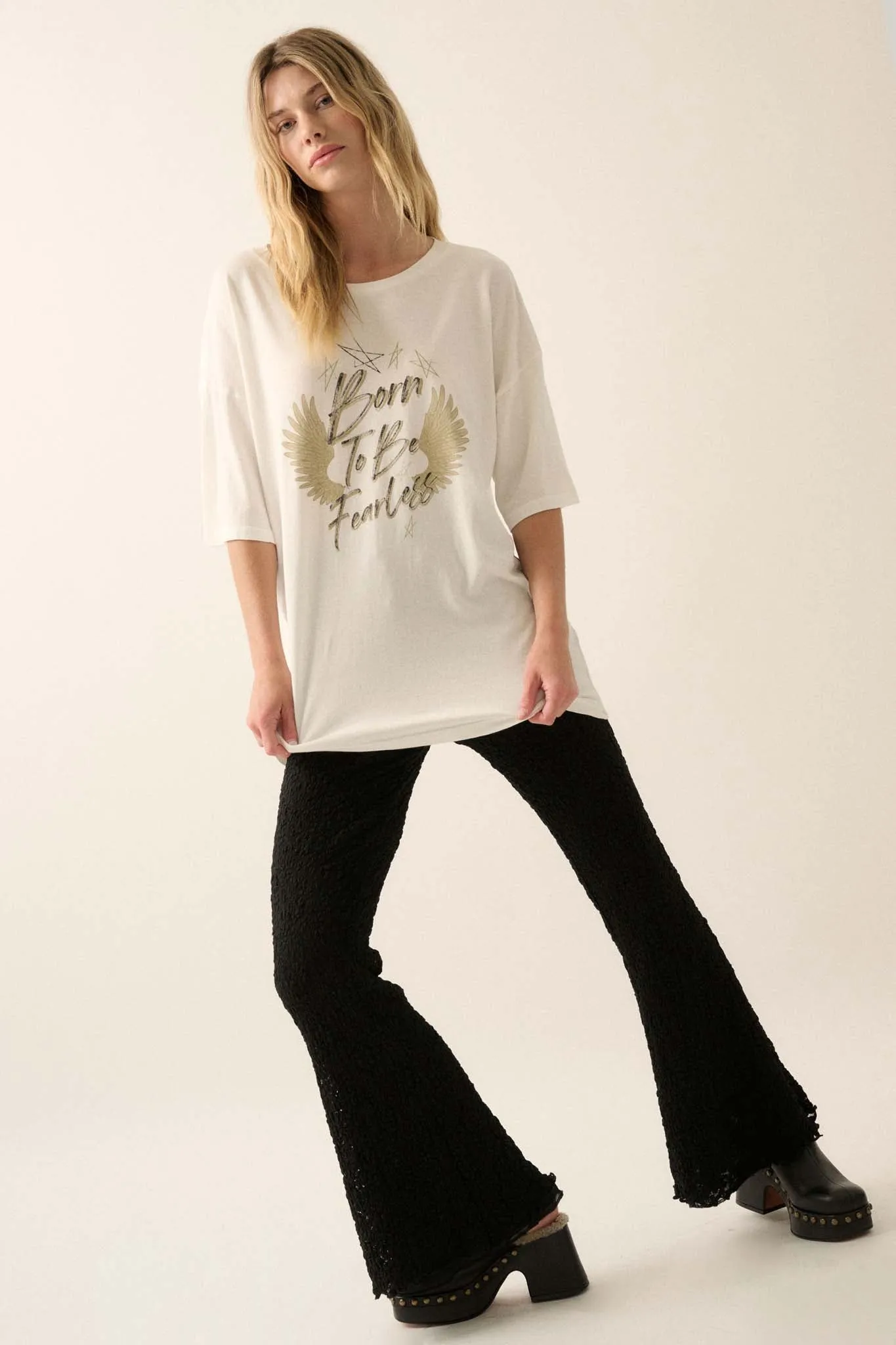 Born to be Fearless Oversize Graphic Tee