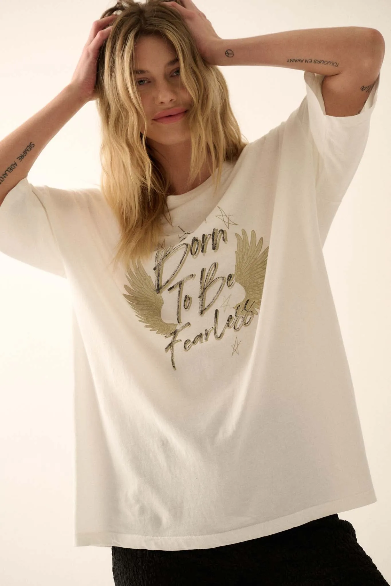 Born to be Fearless Oversize Graphic Tee