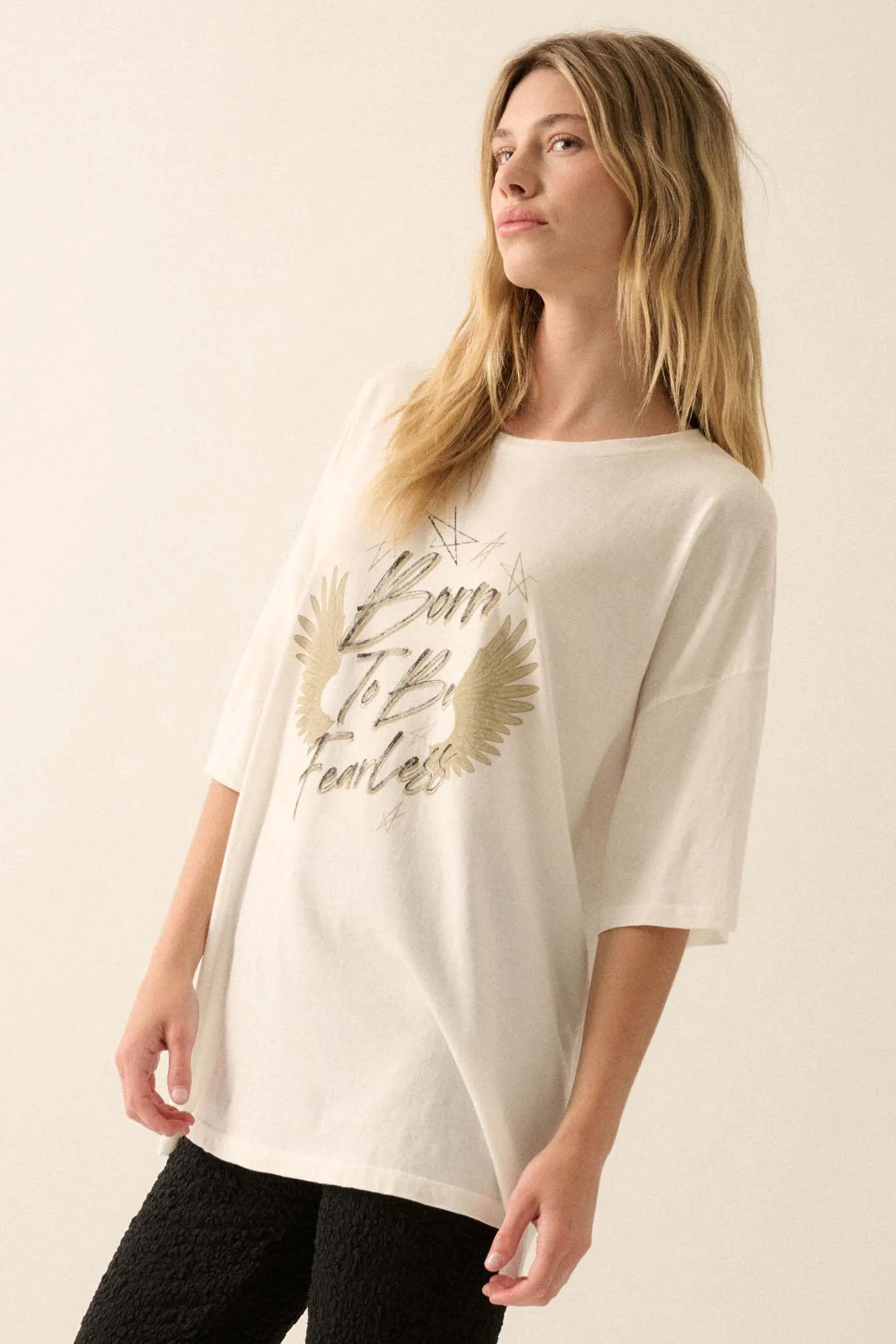 Born to be Fearless Oversize Graphic Tee