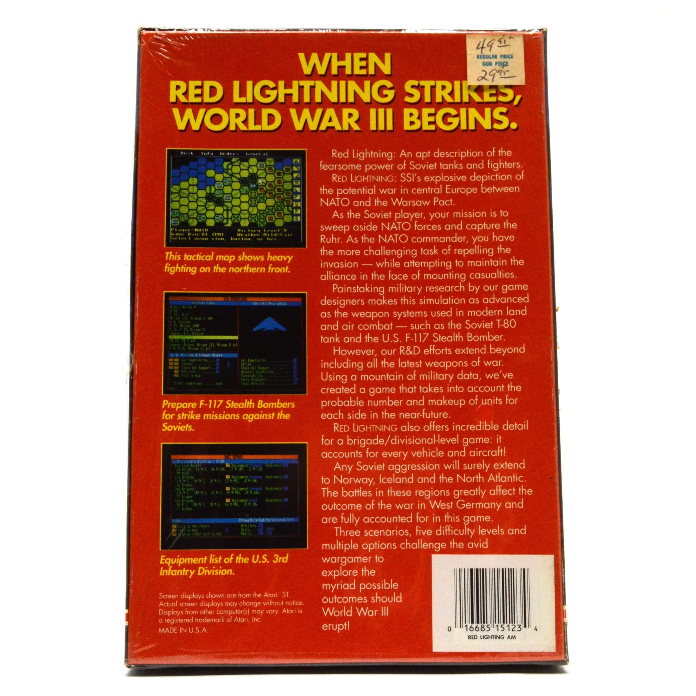 Brand New! AMIGA "RED LIGHTNING" Factory Sealed! WWIII COMPUTER GAME World War 3