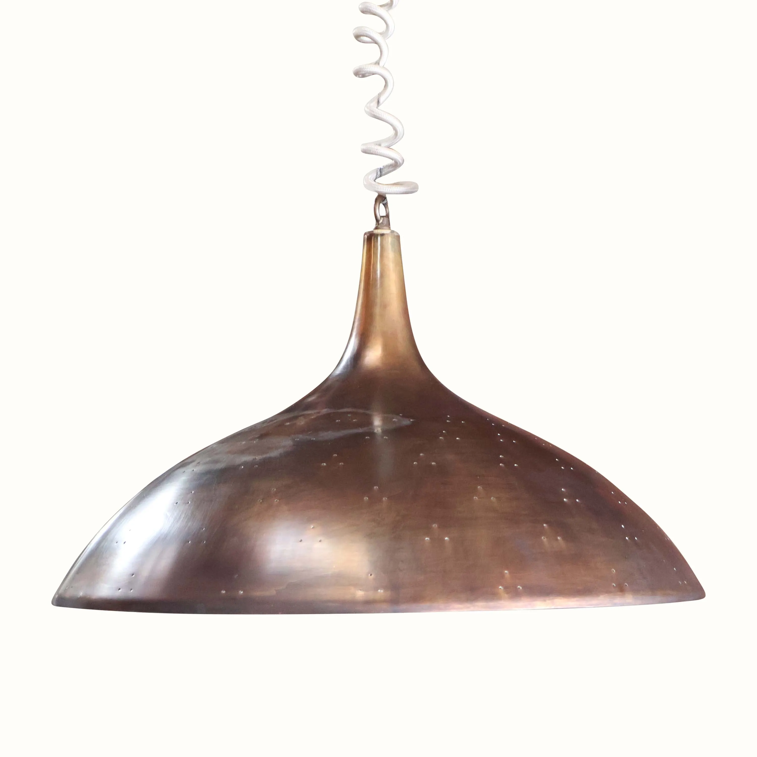 Brass Adjustable Pendant Light Attributed to Paavo Tynell, Pair. (NYC)