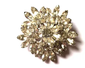 Bright Glamorous Clear Rhinestone Brooch circa 1950s