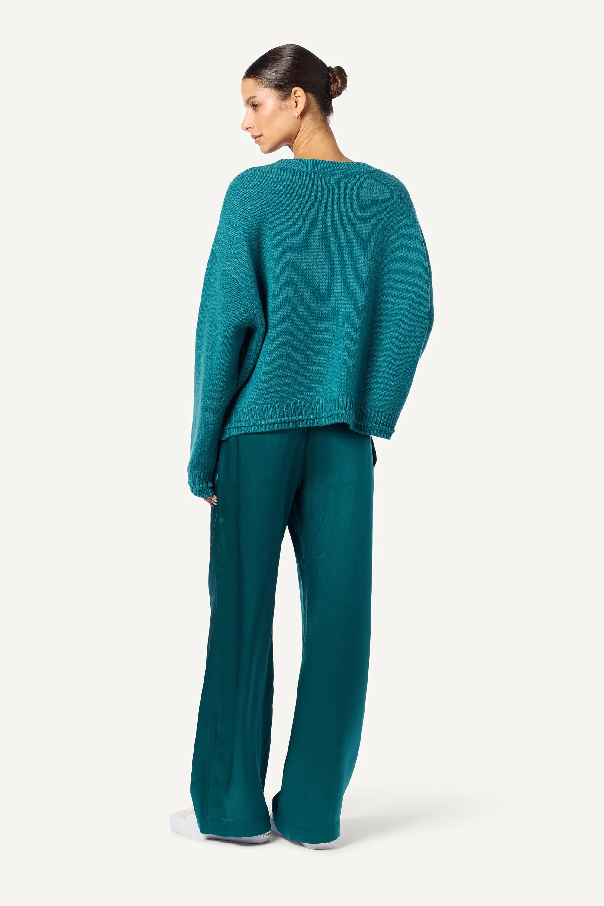 BRYNN  WIDE LEG SILK PANT  | MARINE TEAL