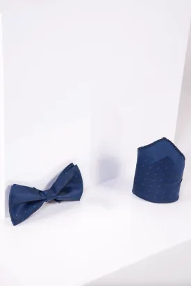 BT POLKA DOT - Blue Polka Dot Bow Tie and Pocket Square Set