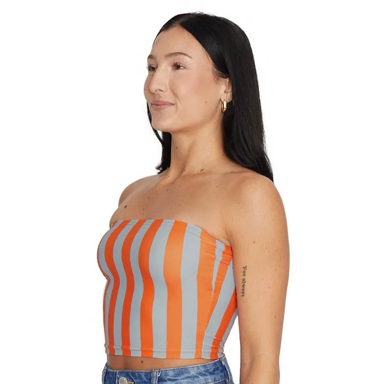 Burnt Orange & Grey Striped Tube Top