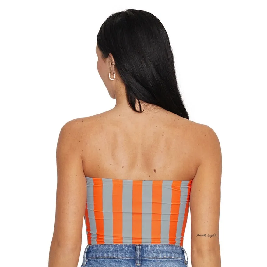 Burnt Orange & Grey Striped Tube Top