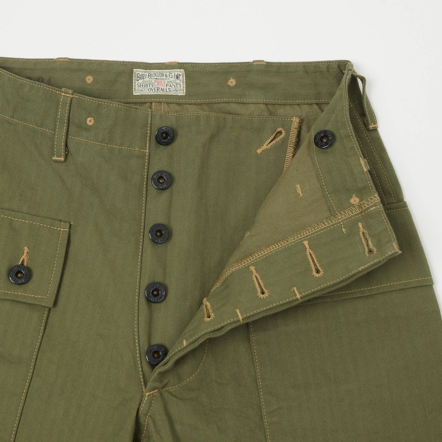 Buzz Rickson's U.S. Marine Corps Herringbone Pants - Olive