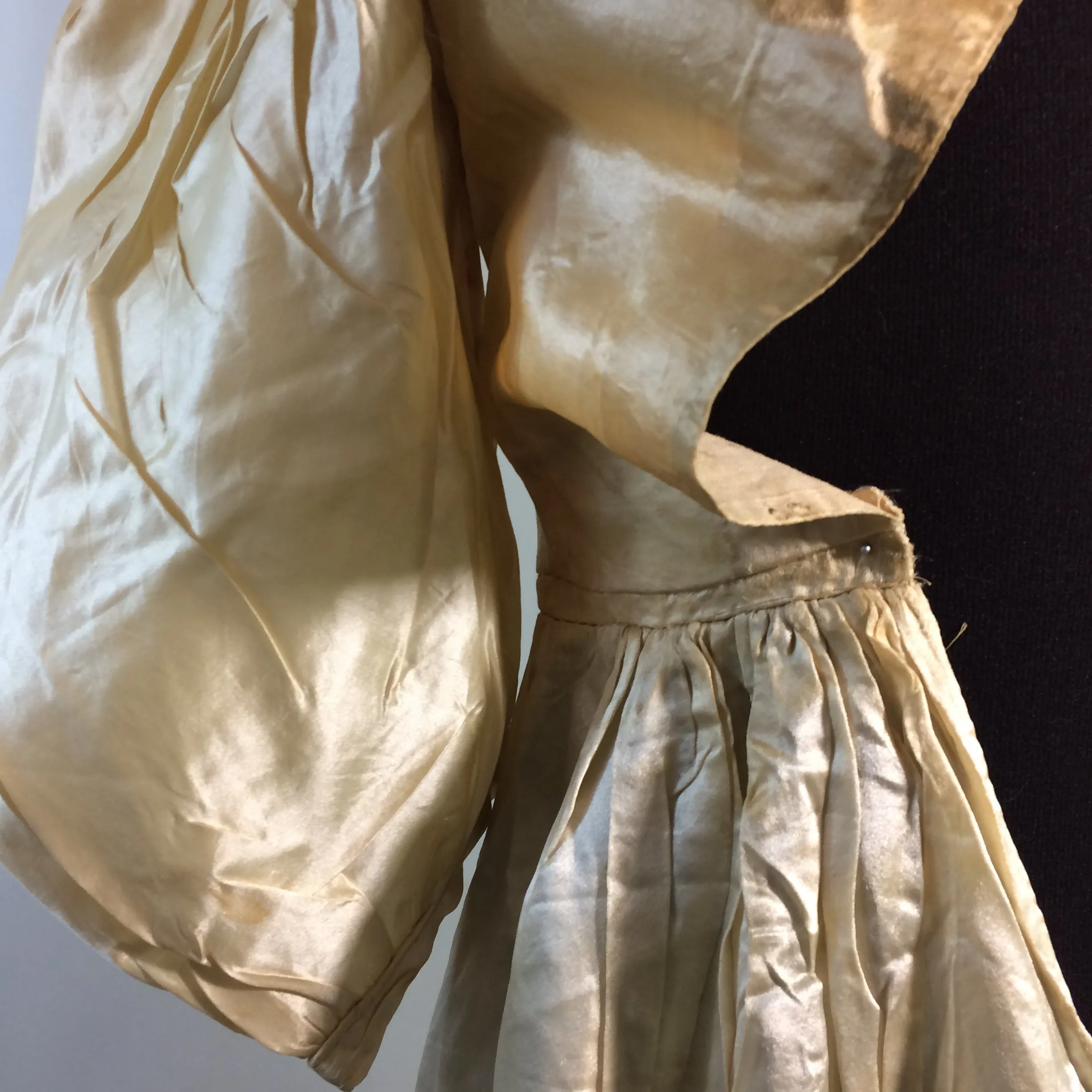 Candlelight Silk Regency Style Wedding Dress, Bodice and Corded Corset circa 1828