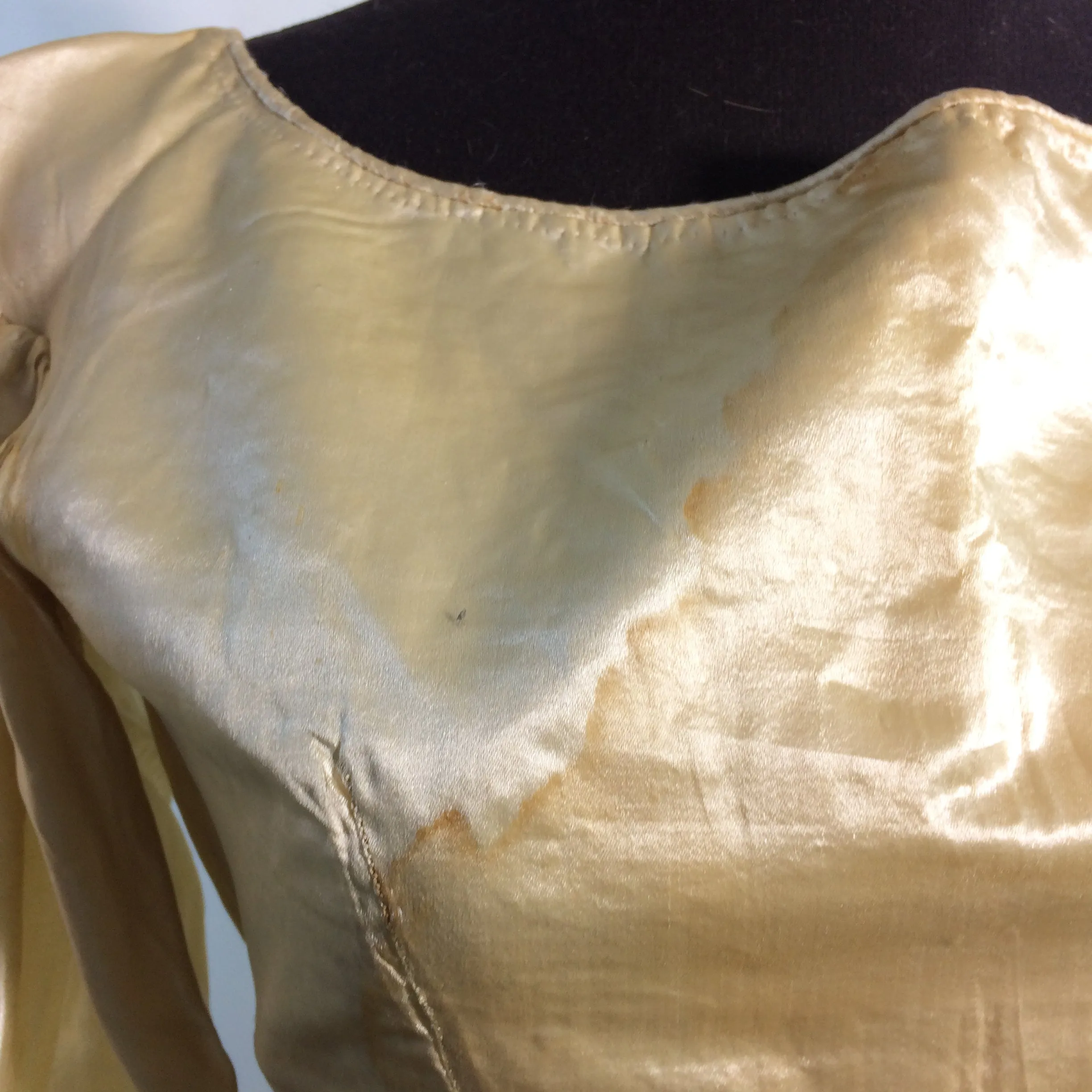 Candlelight Silk Regency Style Wedding Dress, Bodice and Corded Corset circa 1828