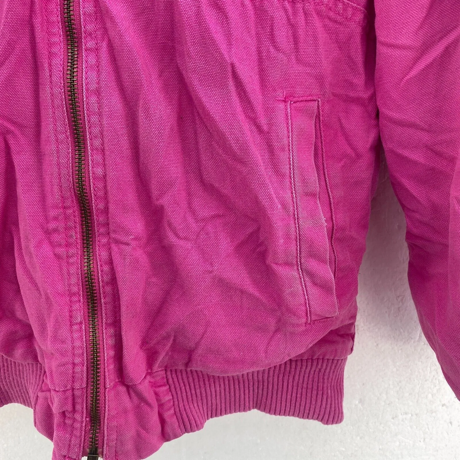 Carhartt Logo Hooded Full Zip Pink Vintage Jacket Girls Size L