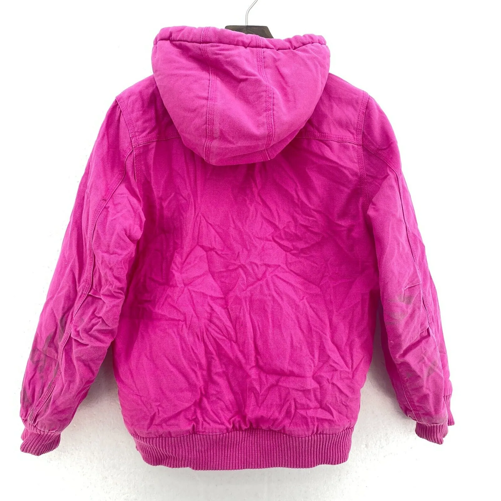 Carhartt Logo Hooded Full Zip Pink Vintage Jacket Girls Size L