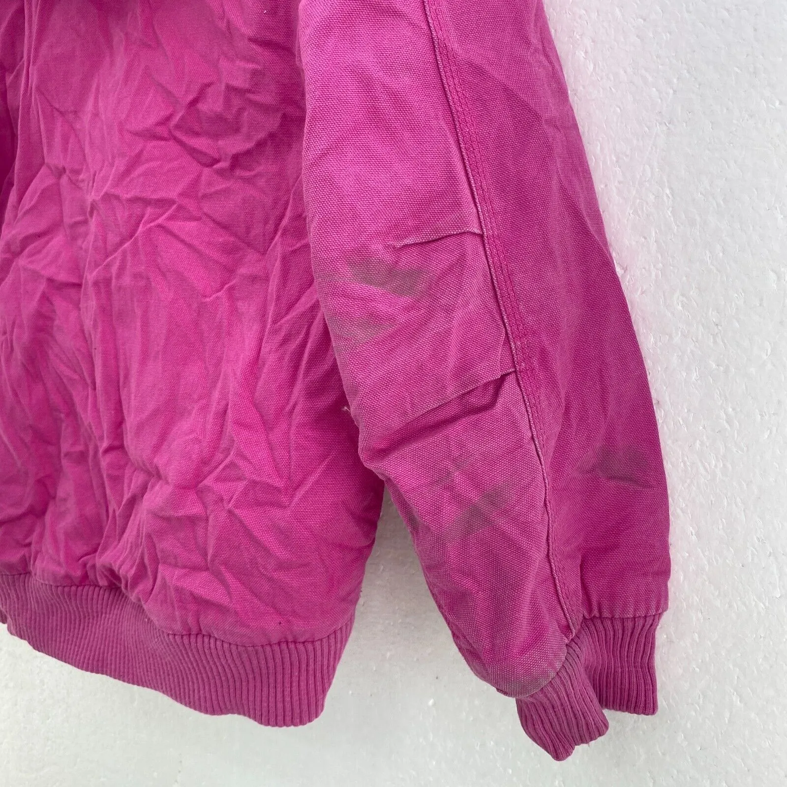 Carhartt Logo Hooded Full Zip Pink Vintage Jacket Girls Size L