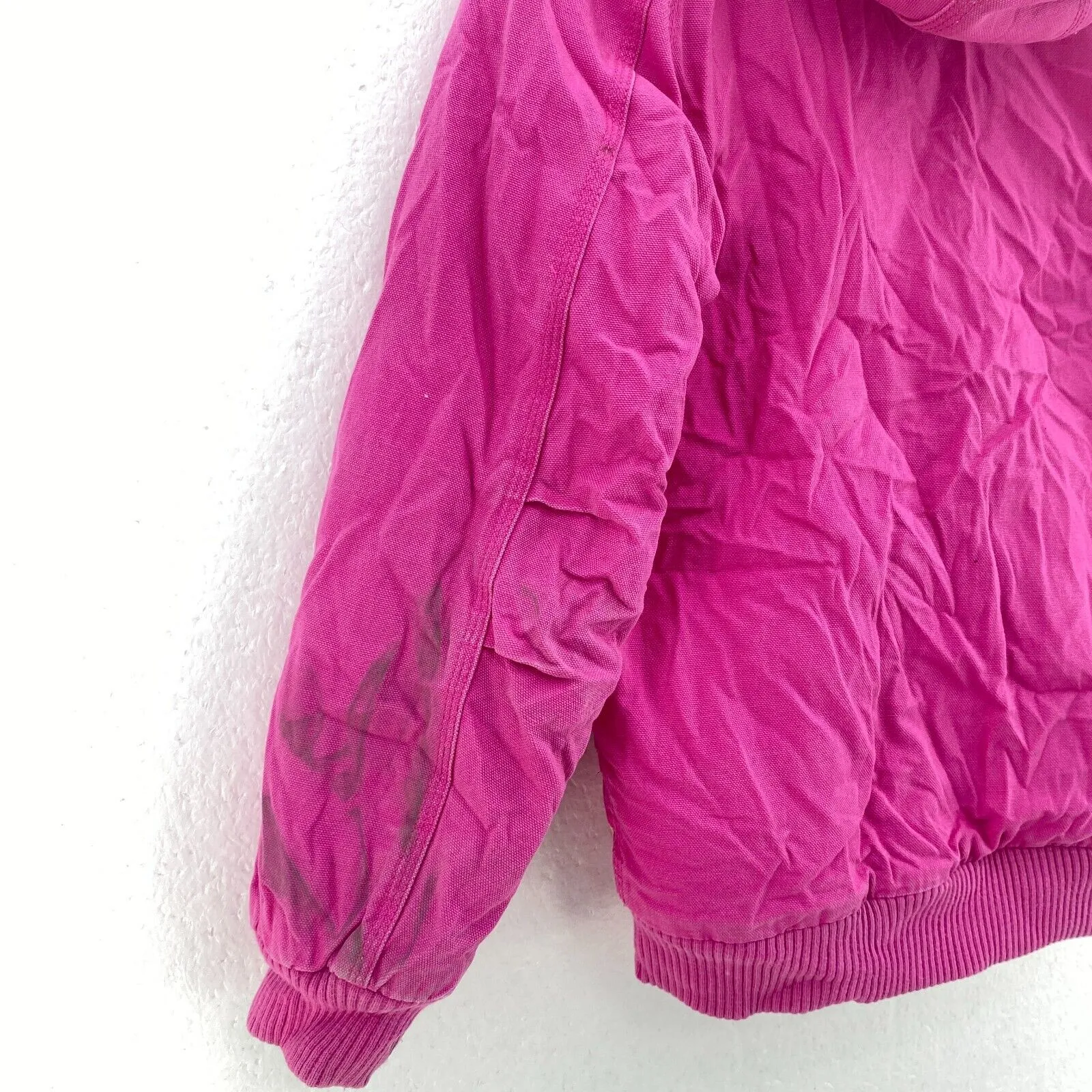 Carhartt Logo Hooded Full Zip Pink Vintage Jacket Girls Size L