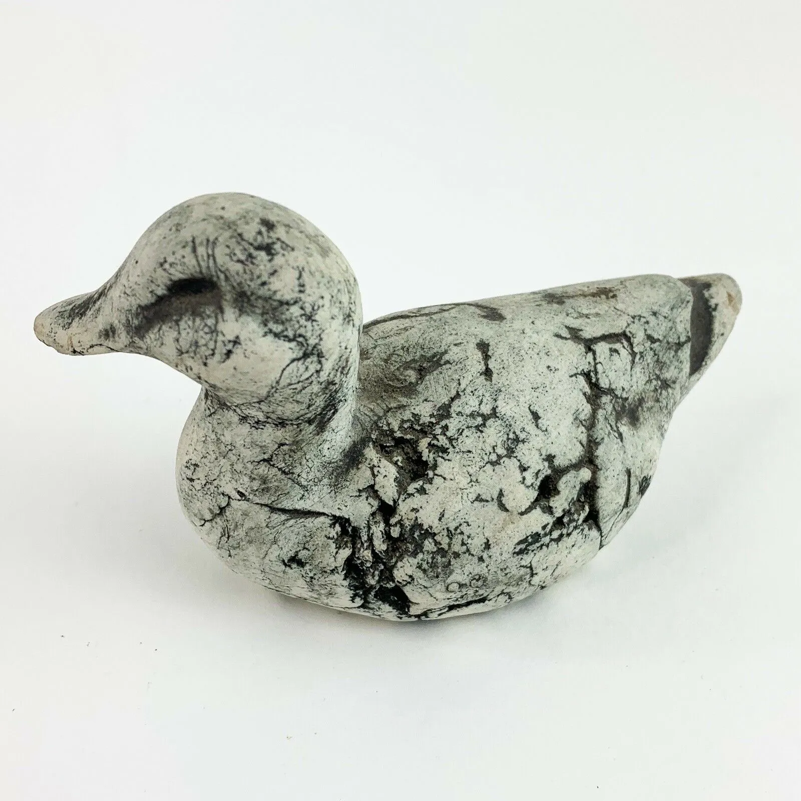 Carved Stone Duck Art Signed Stan Paper Weight