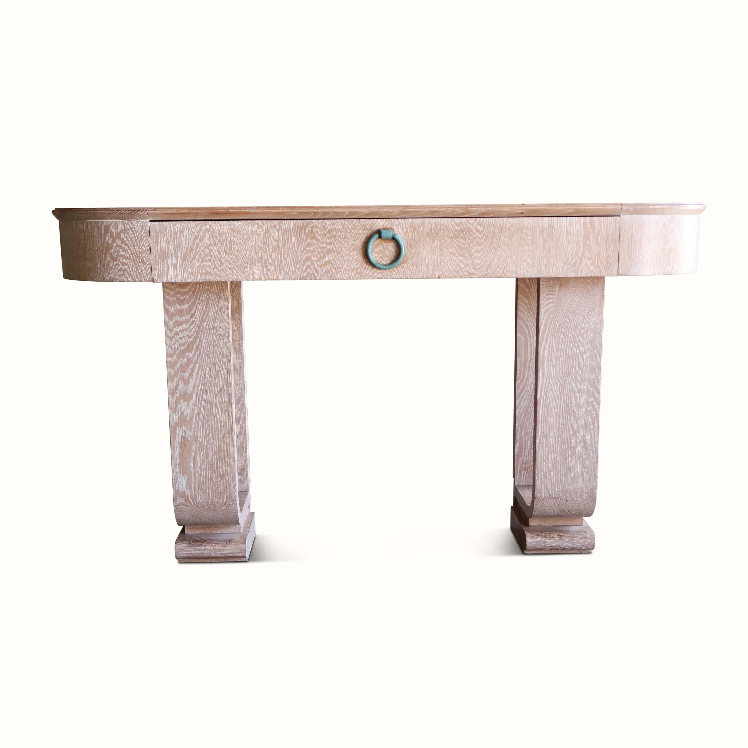 Cerused Oak Moderne Wall Mounted Console