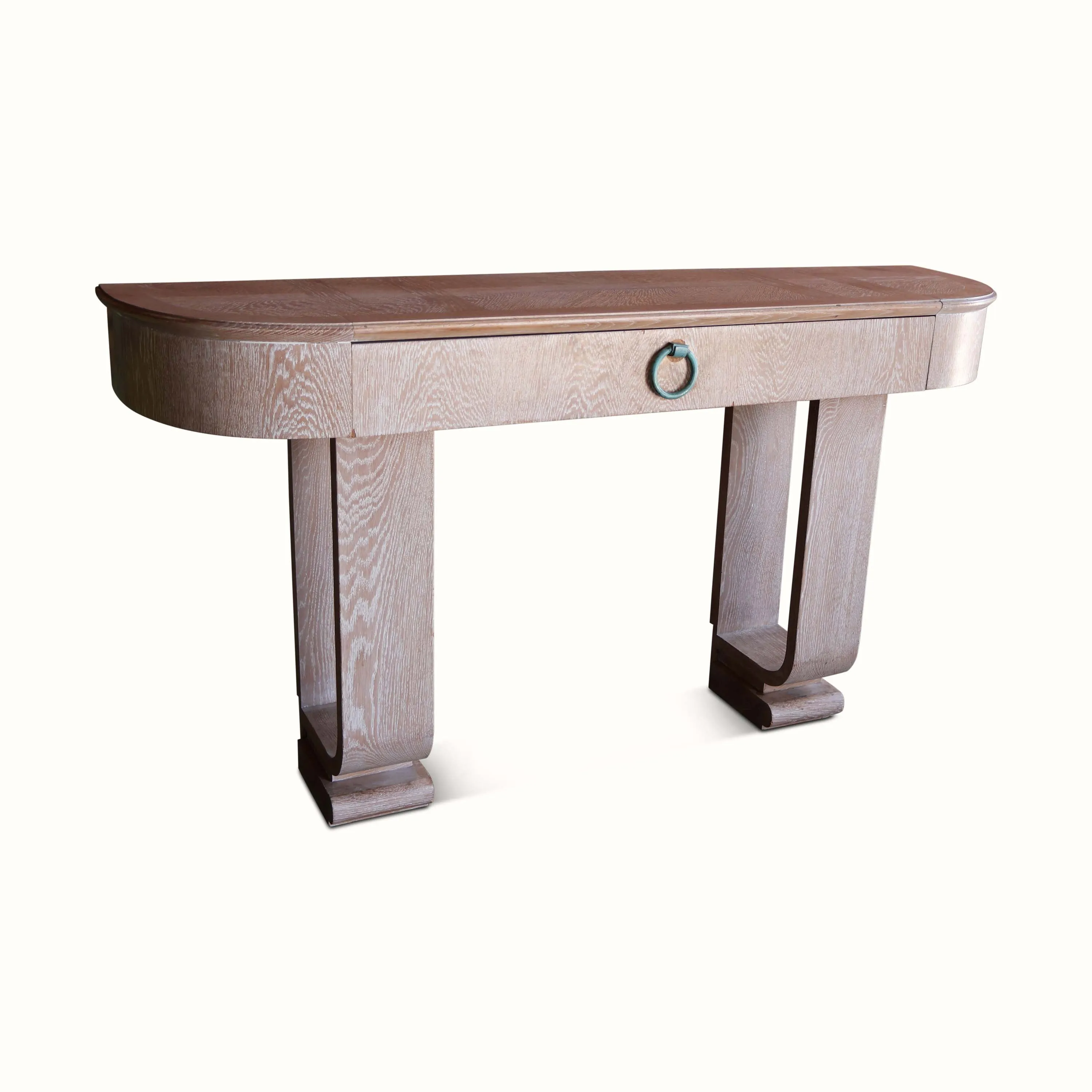 Cerused Oak Moderne Wall Mounted Console