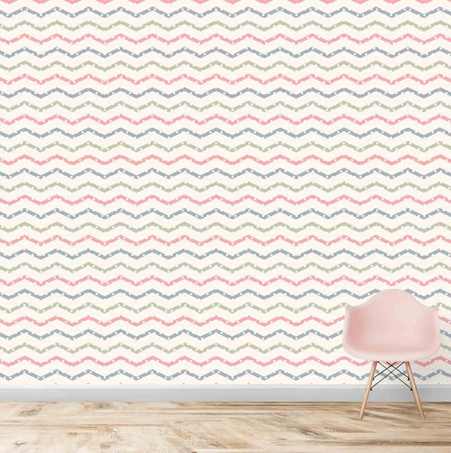 Chevron With Polka Dot Design For Kids Room