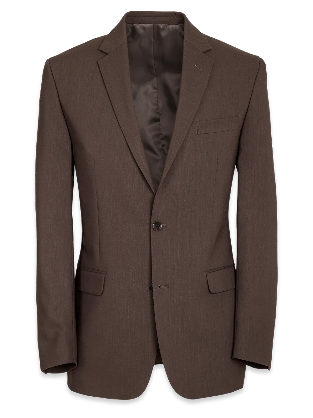 Classic Fit Essential Wool Notch Lapel Suit Jacket - Brown