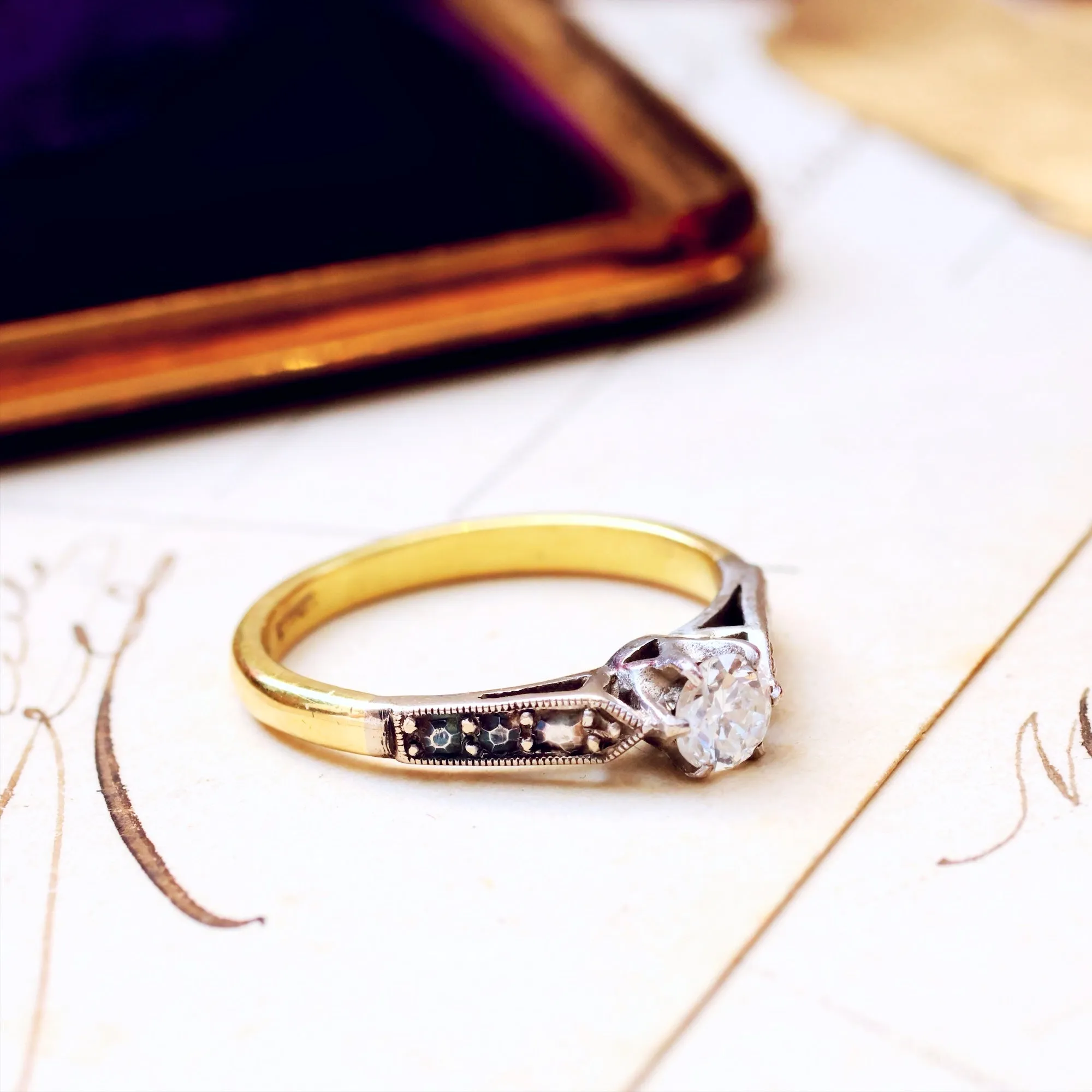 Classic Vintage Diamond Solitaire Engagement Ring