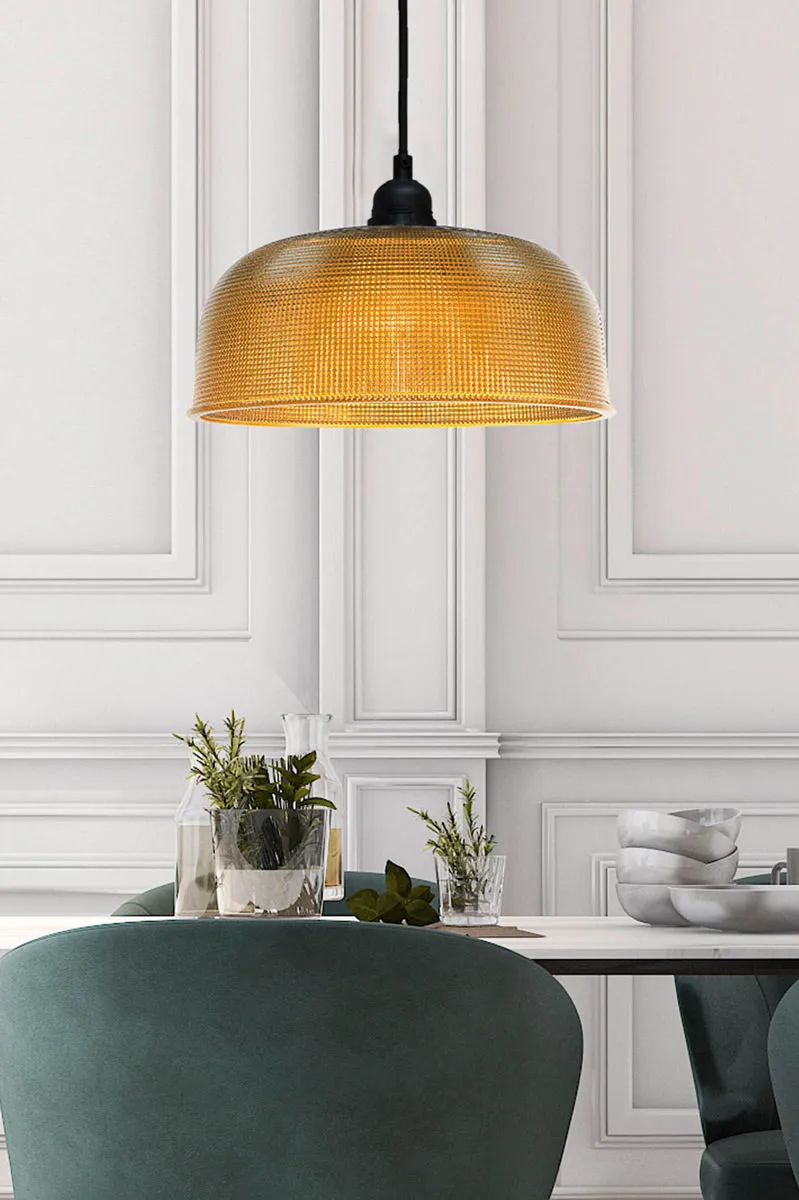 Crosshatch Glass Pendant Light