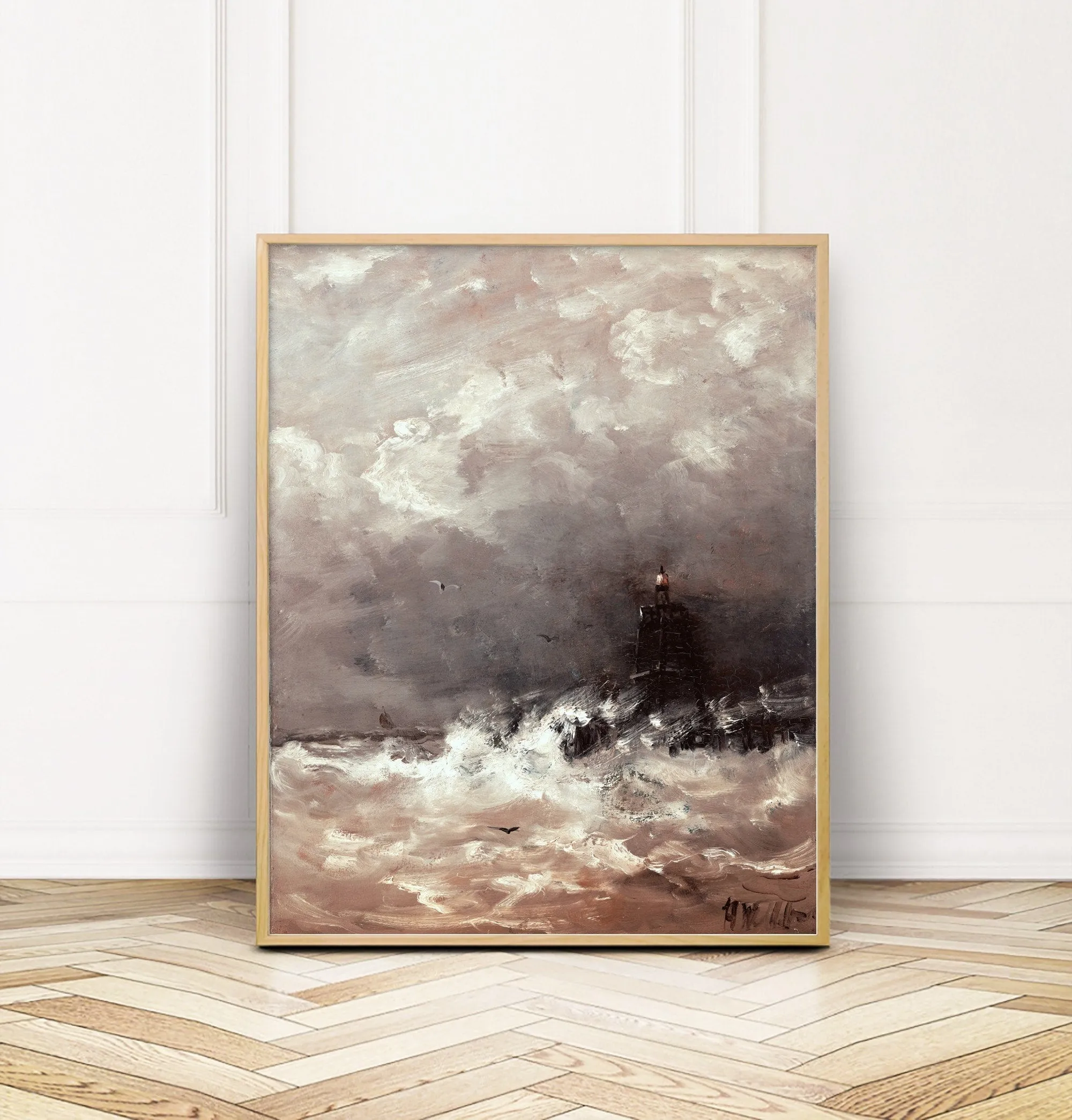 Dark Stormy Waves Vintage Wall Art