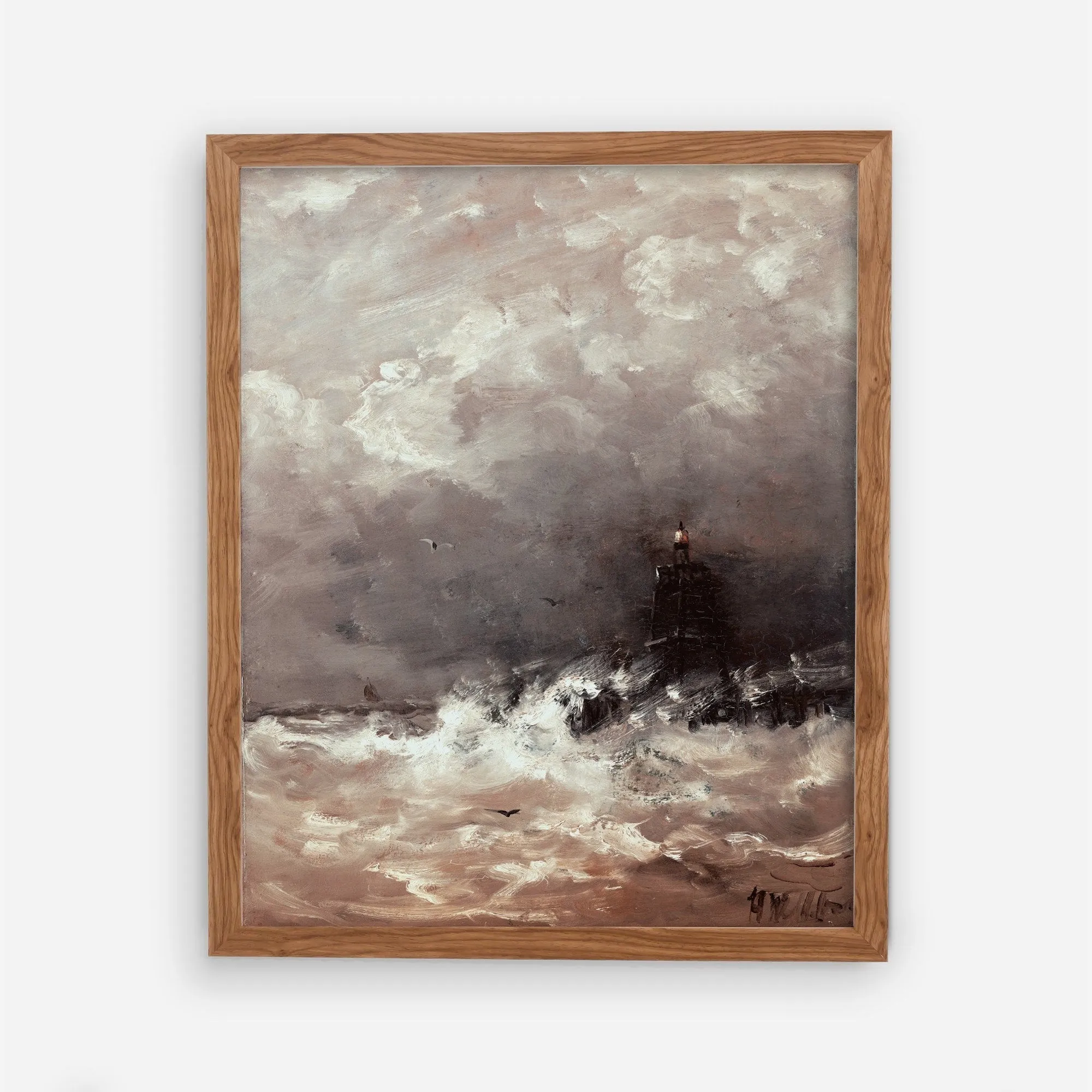 Dark Stormy Waves Vintage Wall Art