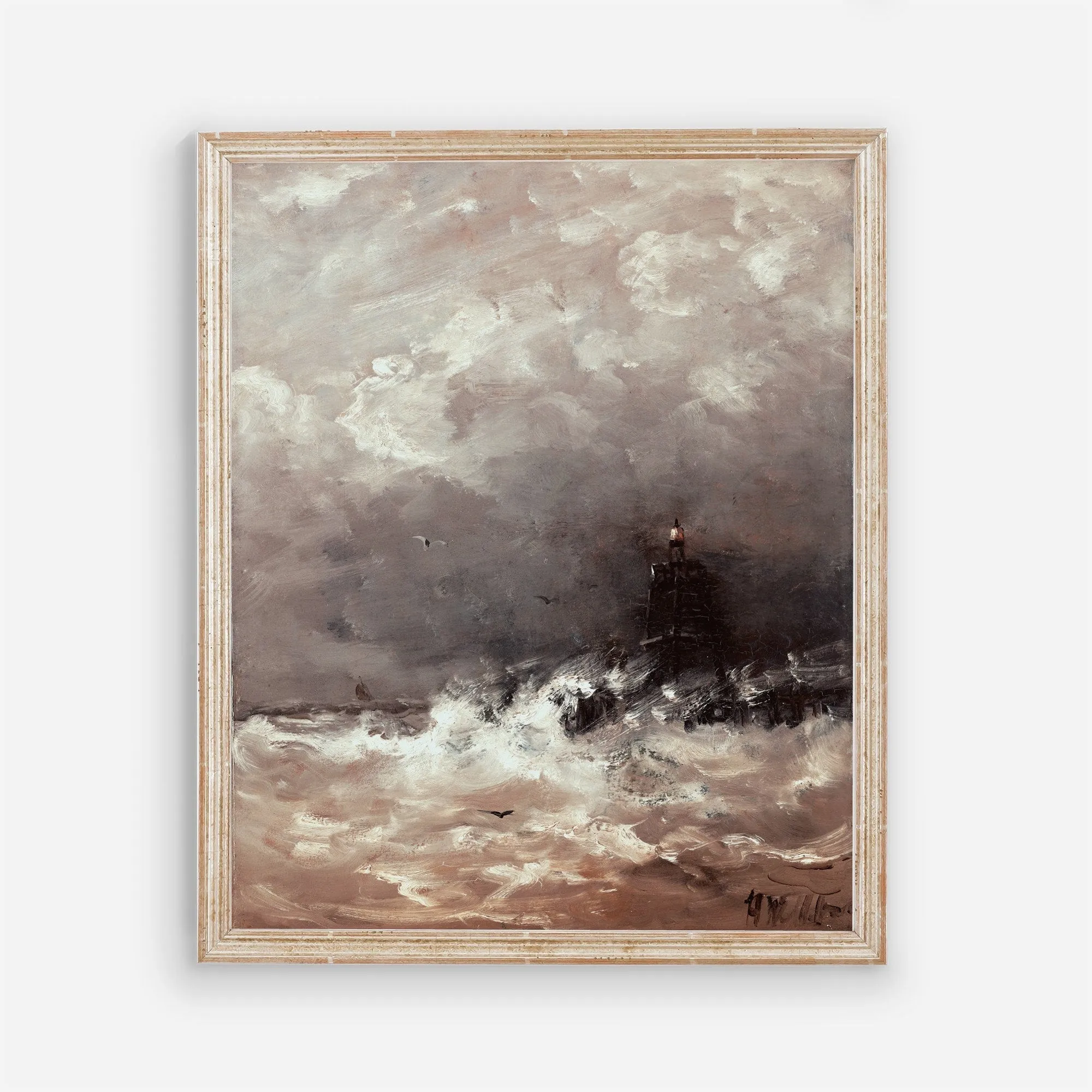 Dark Stormy Waves Vintage Wall Art