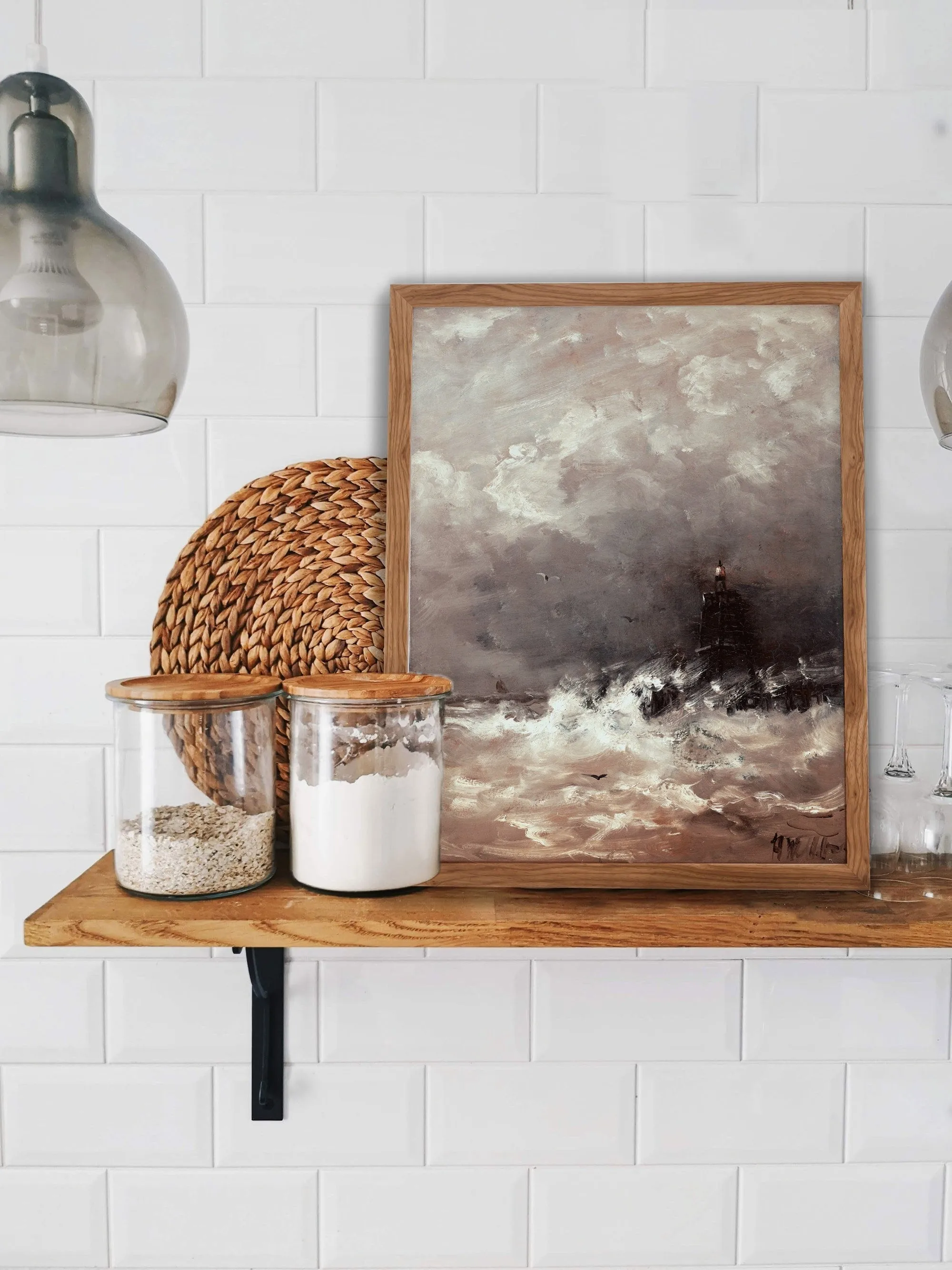 Dark Stormy Waves Vintage Wall Art