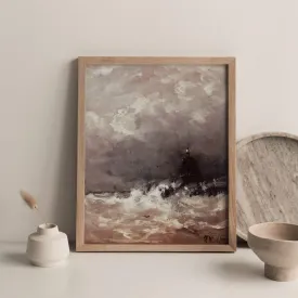 Dark Stormy Waves Vintage Wall Art