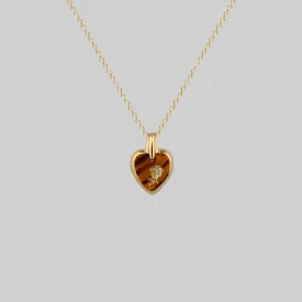 DOROTHY. Vintage Glass Heart Engraved Rose Pendant Necklace