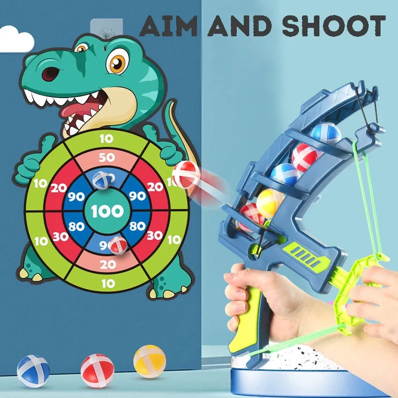 Ducky Dinosaur Cartoon Sticky Ball Target Board Shooting Game Toy with Bow and Arrow Darts