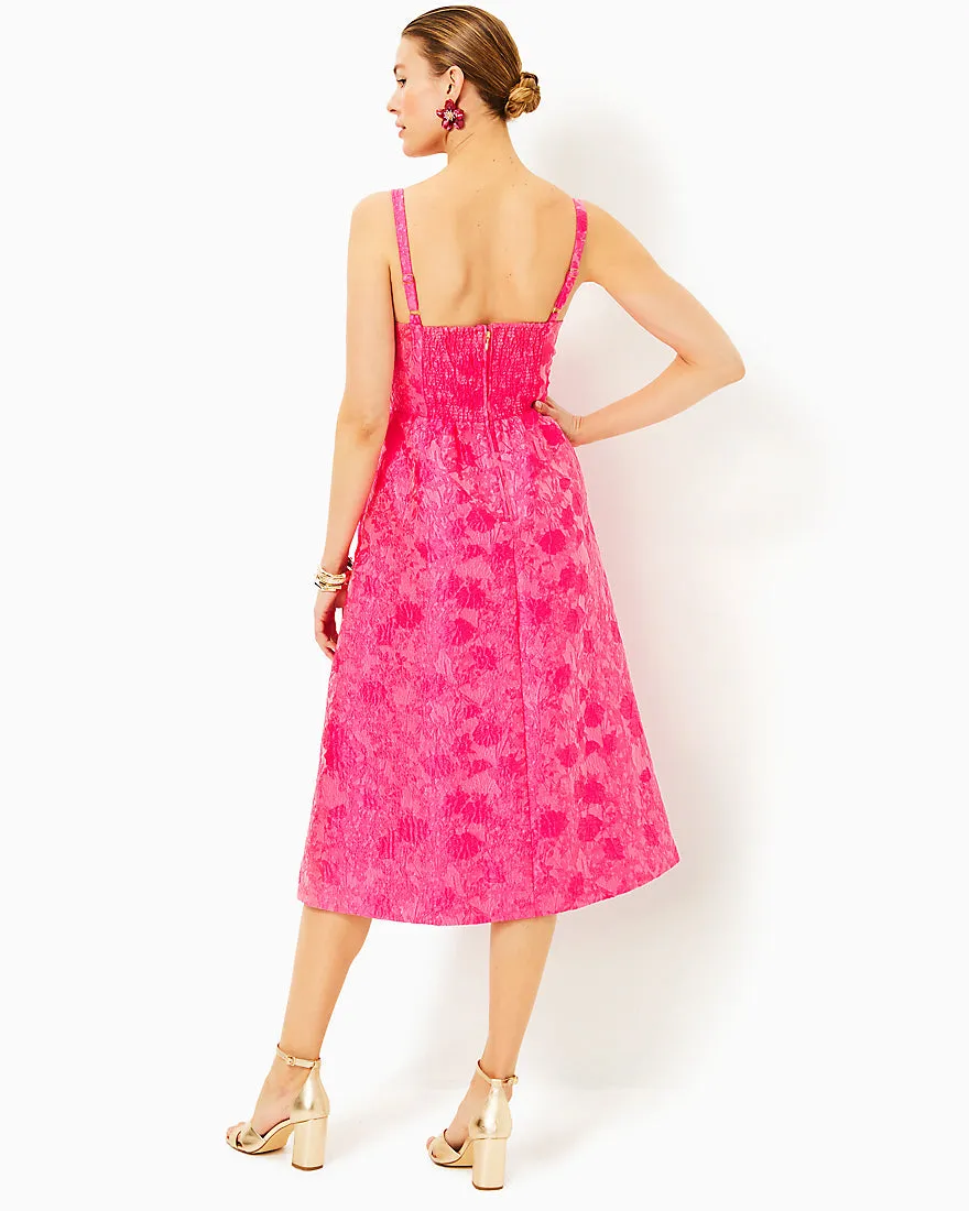 Ellara Jacquard Midi Bow Dress