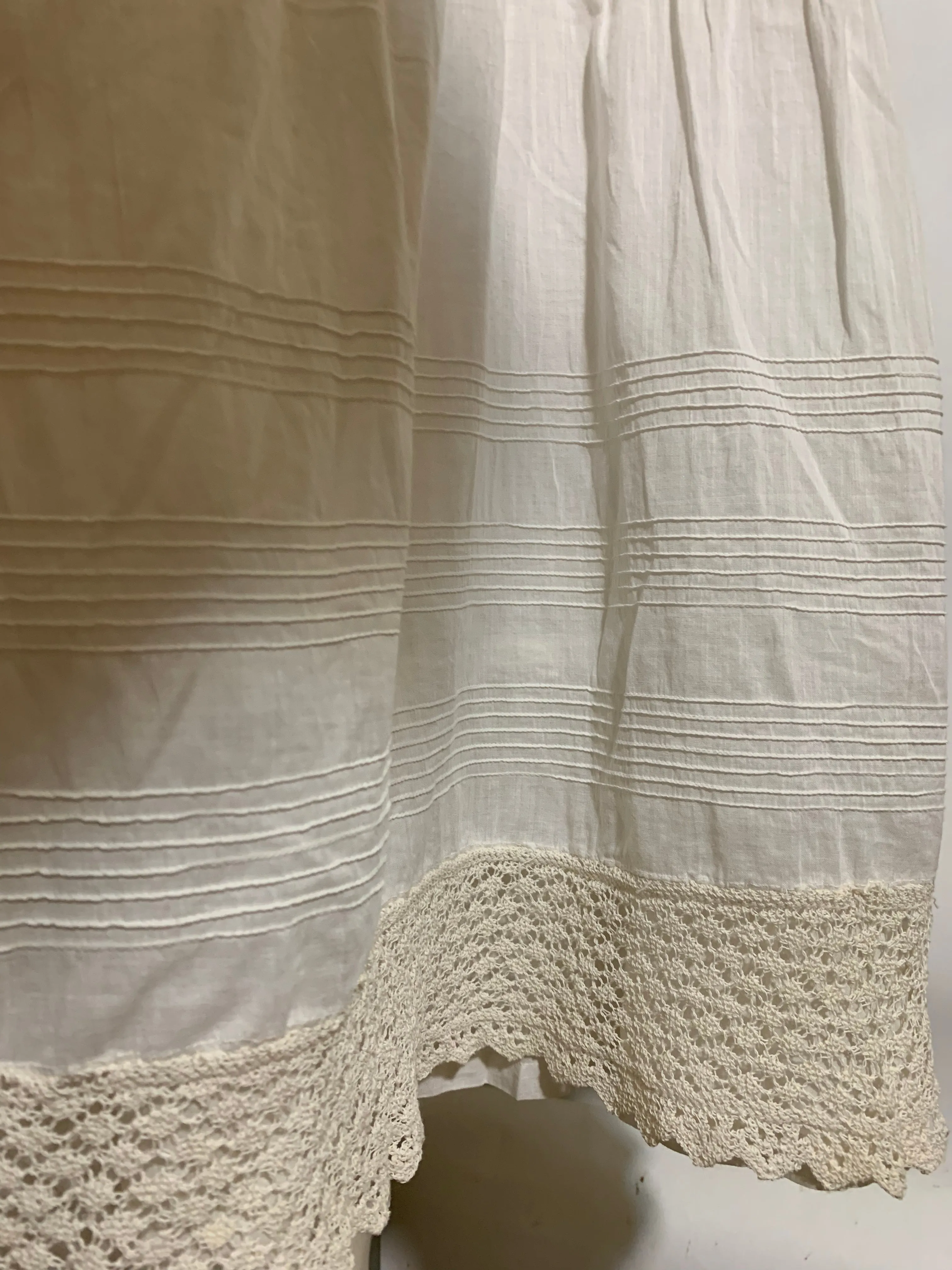 Embroidered and Lace Trimmed White Cotton Petticoat Half Slip circa 1910s