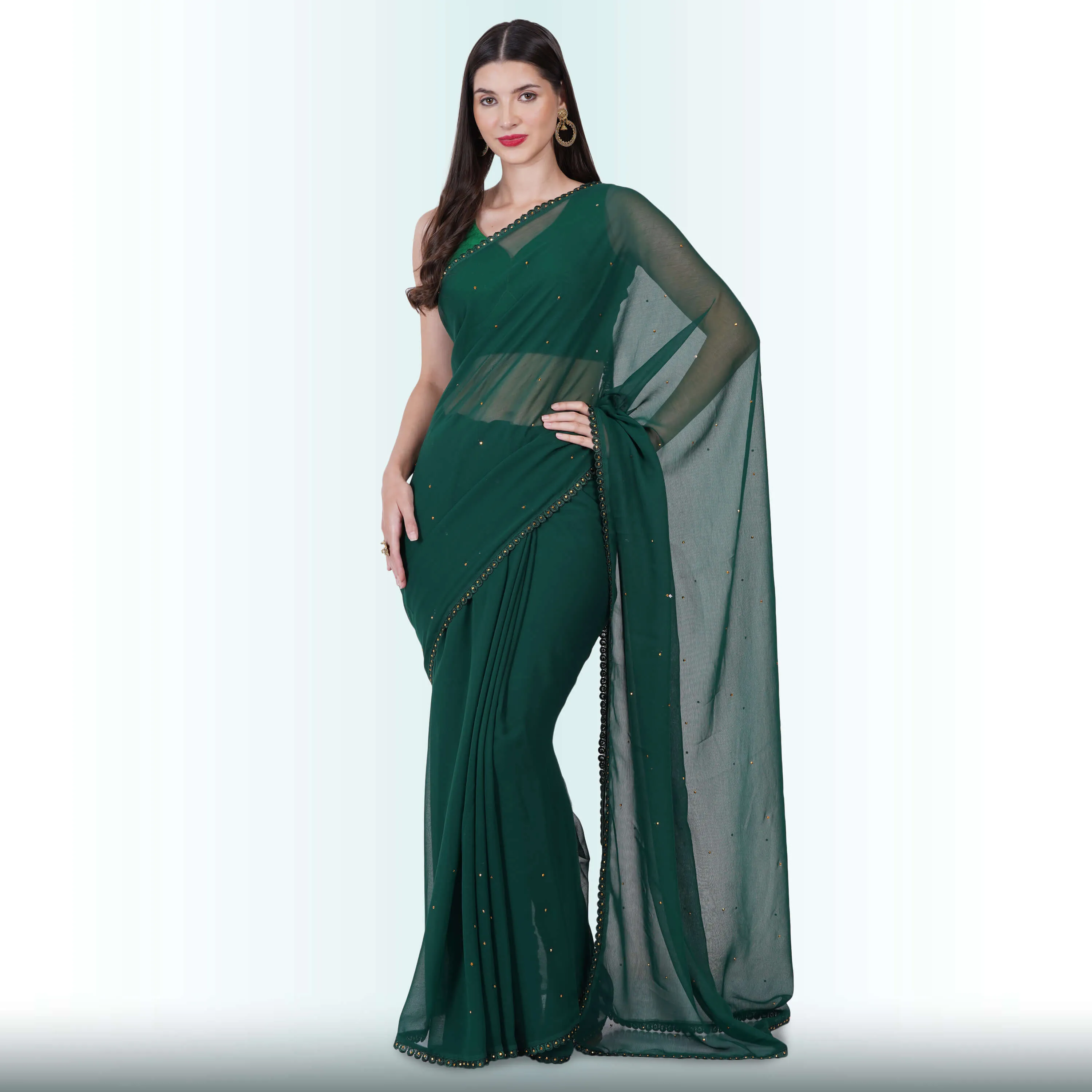 Emerald Green Georgette Saree