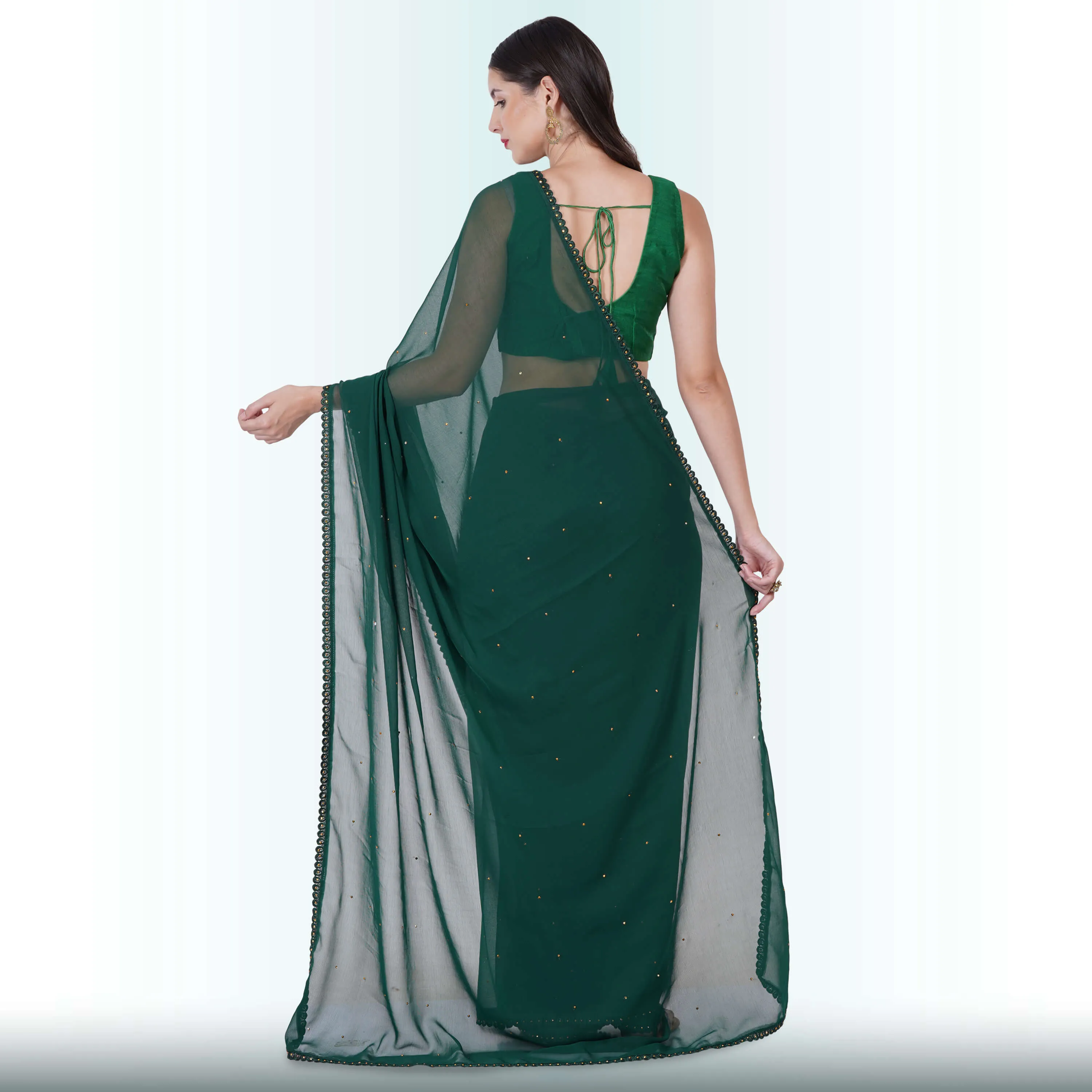 Emerald Green Georgette Saree