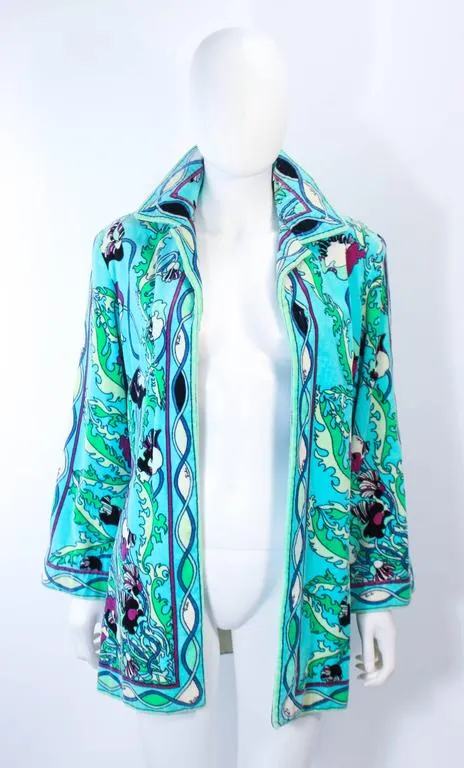 EMILIO PUCCI 1960s Terry Cloth Velour Swimsuit Cover Up Size 14