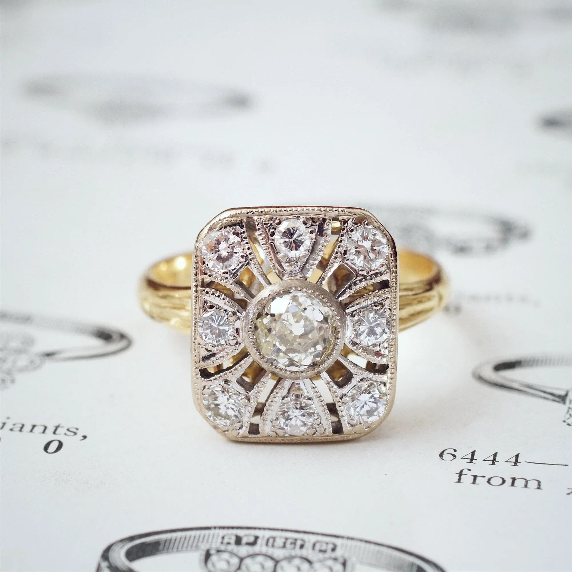 FABULOUS Vintage Art Deco Diamond Panel Ring