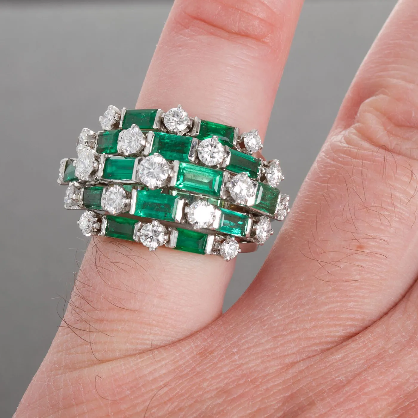 Fine Emerald Diamond Platinum Ring