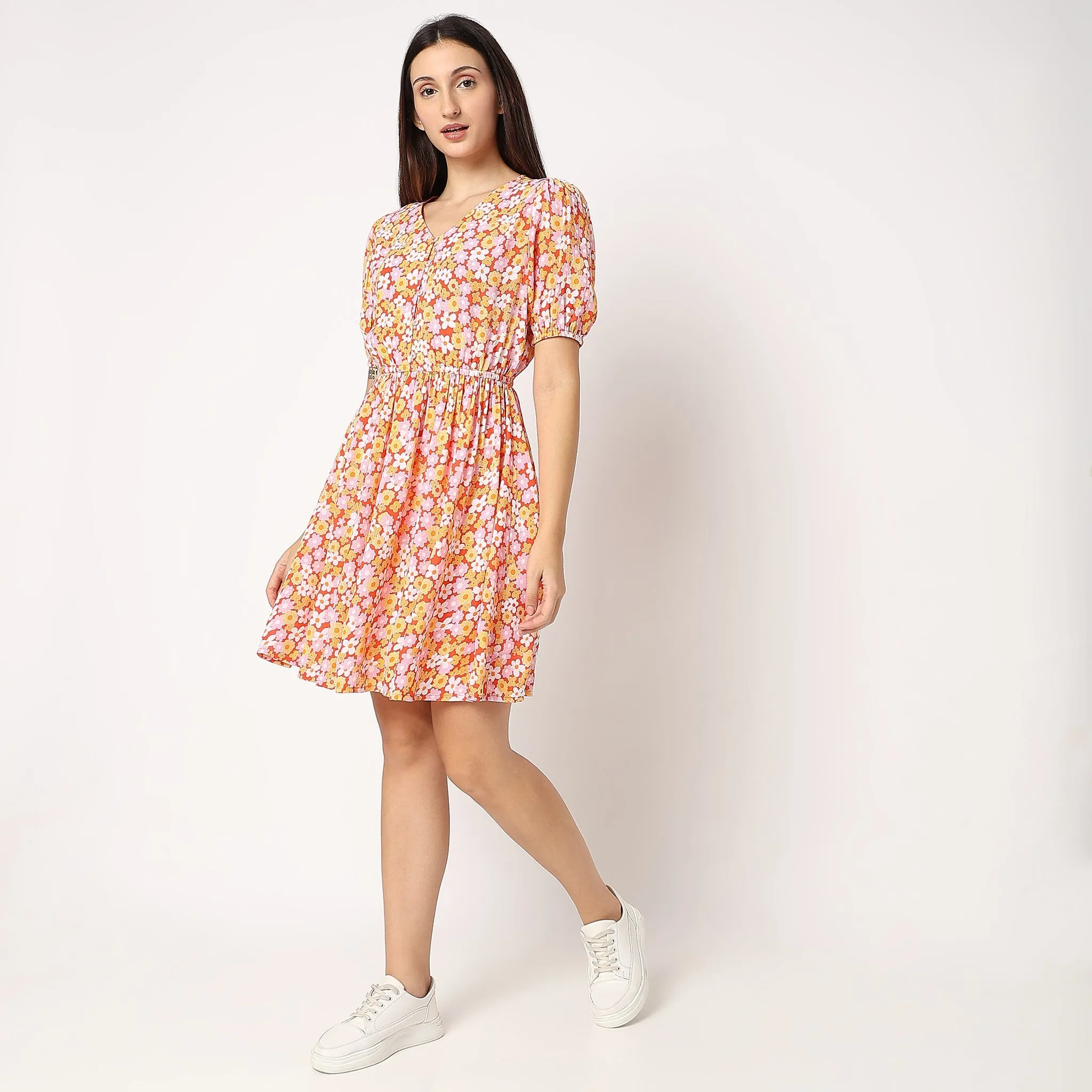 Flare Fit Floral Dress