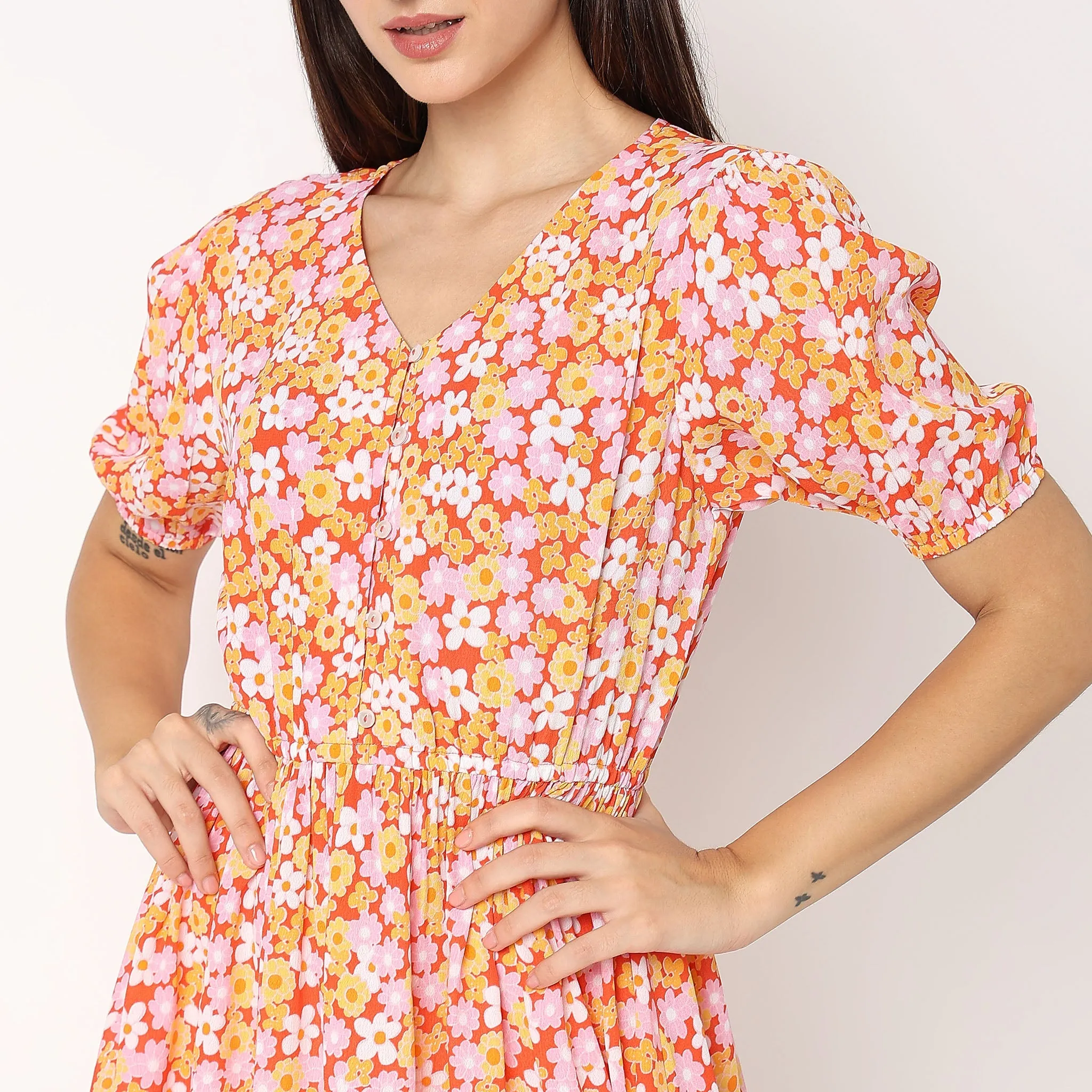 Flare Fit Floral Dress