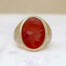 Florentine Finish Roman Soldier Intaglio Signet Ring