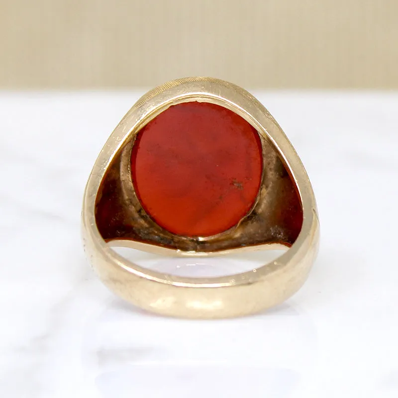 Florentine Finish Roman Soldier Intaglio Signet Ring