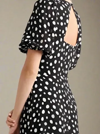 Freya Polka Dot Midi Dress with Sweetheart Neckline