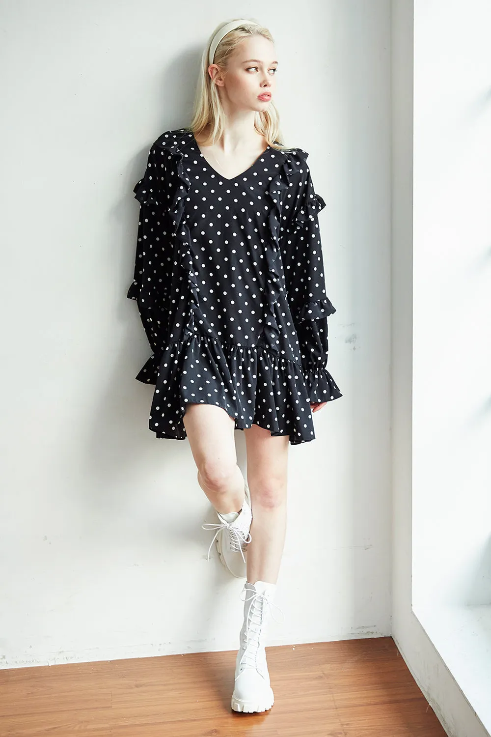 Gemma Polka Dot Ruffle Dress