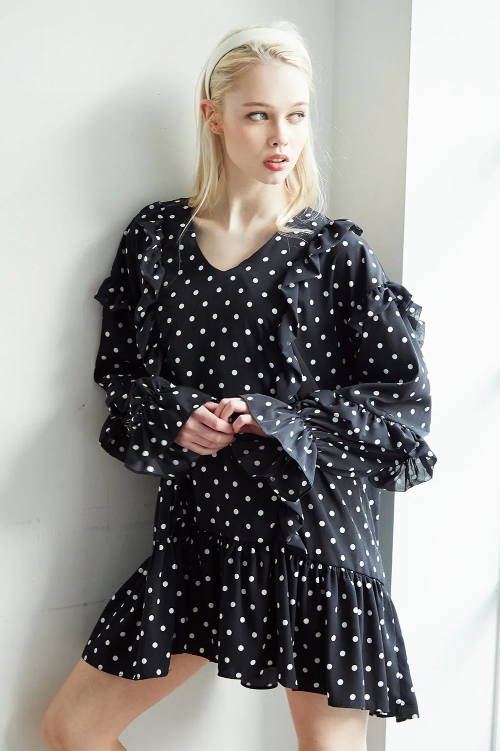 Gemma Polka Dot Ruffle Dress